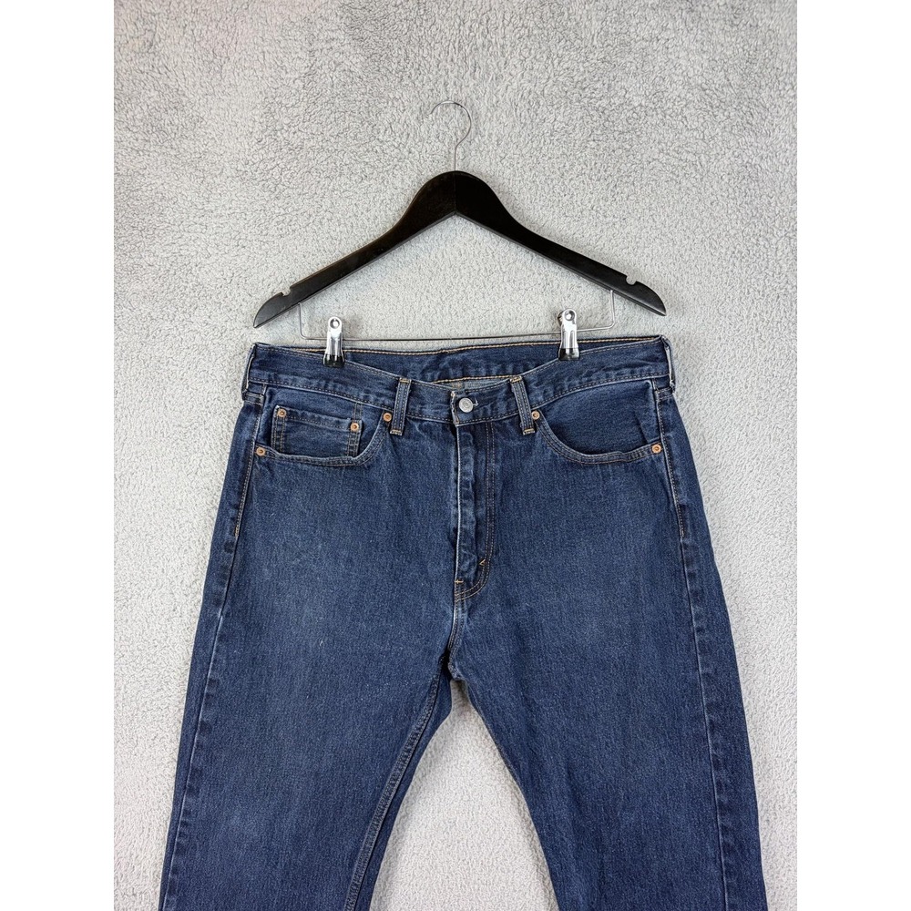 Levis 505 Jeans Mens 36x30 Blue Dark Wash Regular Fit Straight Denim Pants Men
